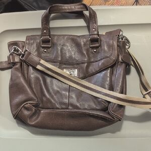 Brown Leather Tote Bag with Adjustable Strap